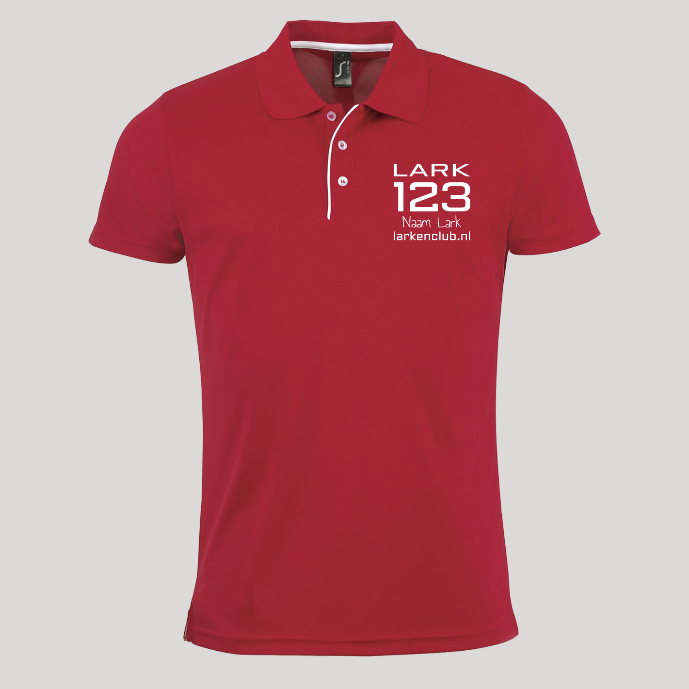 Rode Sportpolo – Gepersonaliseerd met jouw Lark
