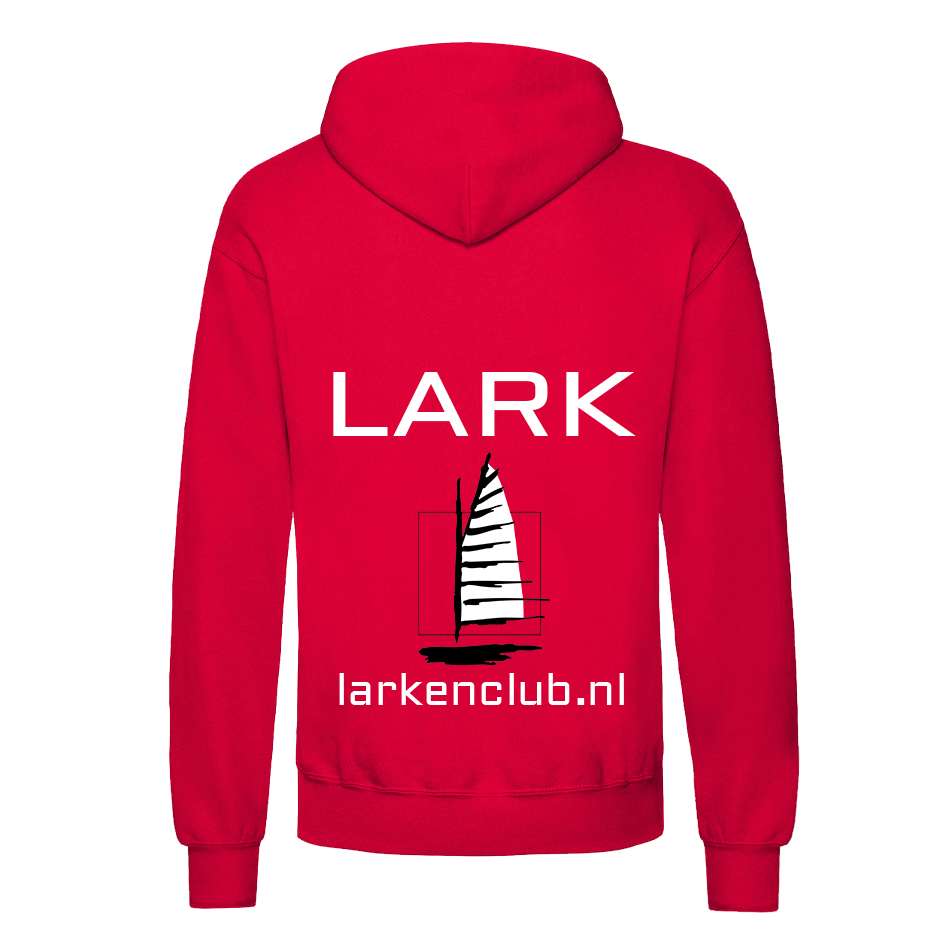 Hoodie Rood LOGO Larkenclub achter