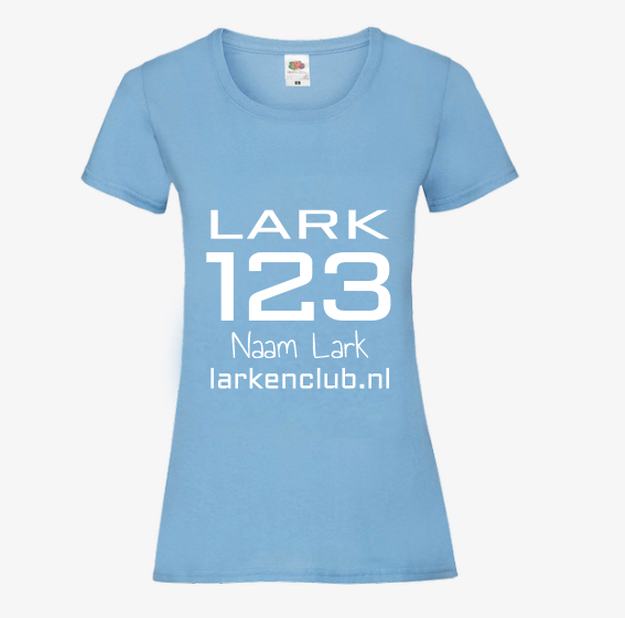 Lichtblauw T-shirt – Witte Opdruk, Gepersonaliseerd met jouw Lark